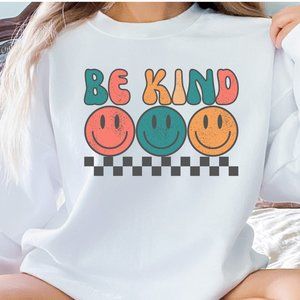 Be Kind Retro Smiley Face Pullover